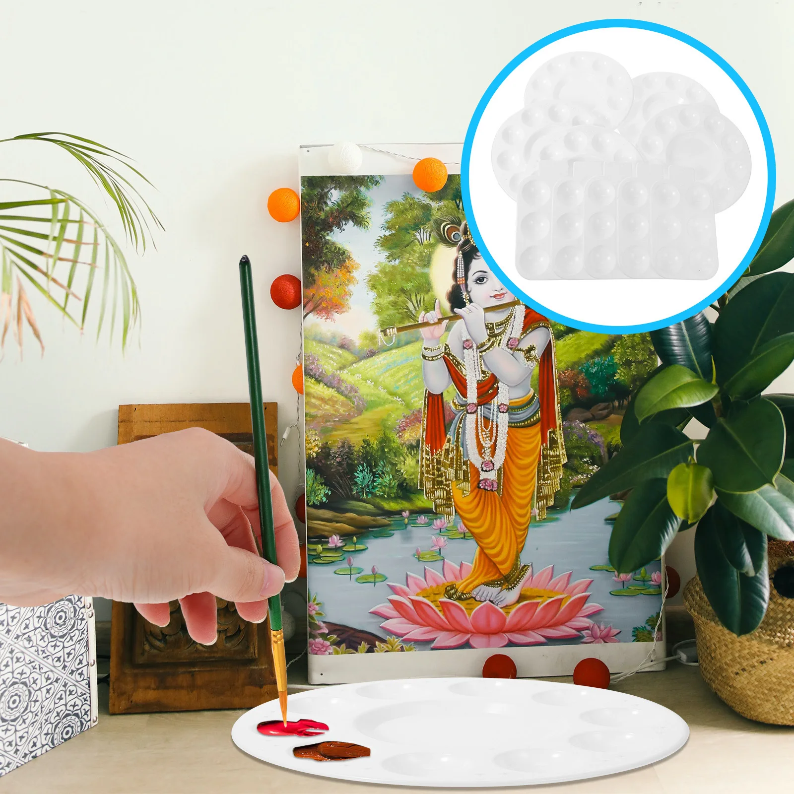 

10 Pcs Palette Color Mixing Paint Spray Painting Plate White Trays