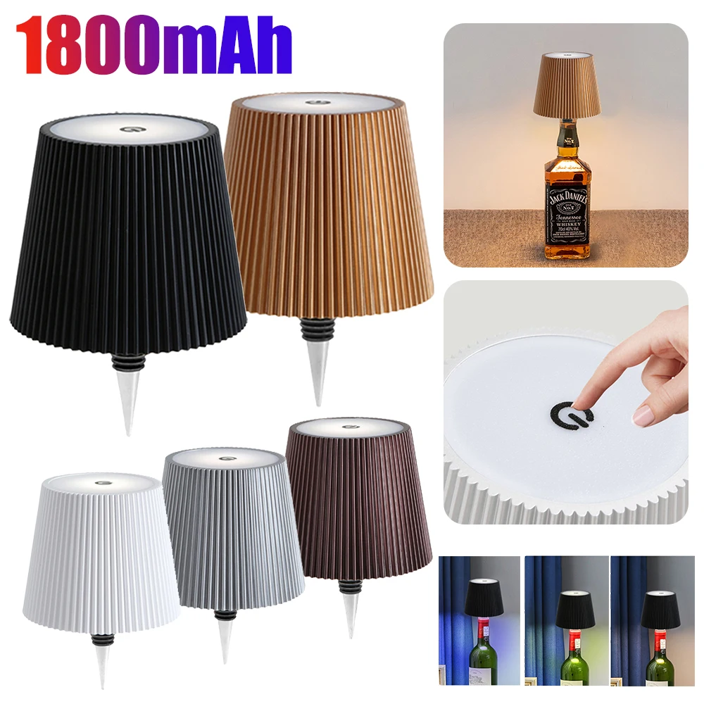 

1800mAh Wireless Wine Bottle Table Lights Led Rechargeable RGB Colors Desk lighting Bedroom Room Bedside Bar Lamp Decoration