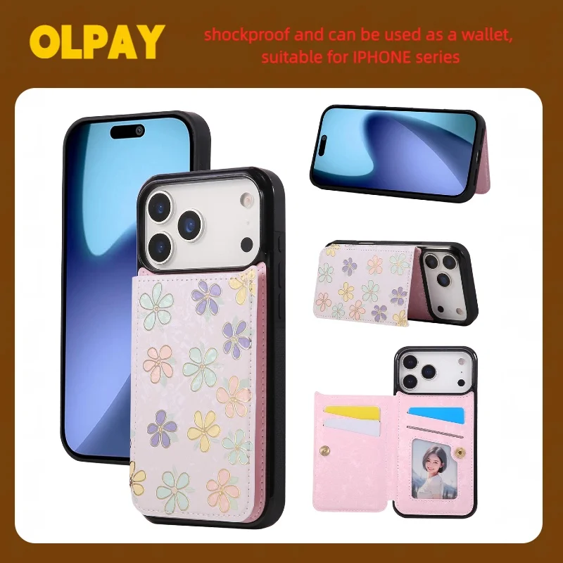 

Чехол-кошелек OLPAY для телефона IPhone 17 Pro Max 17Air 17Pro 16E 16Pro Max 16 15Pro 14 13 12 11Pro XR XSMAX 8plus 7 Чехол-сумка для телефона