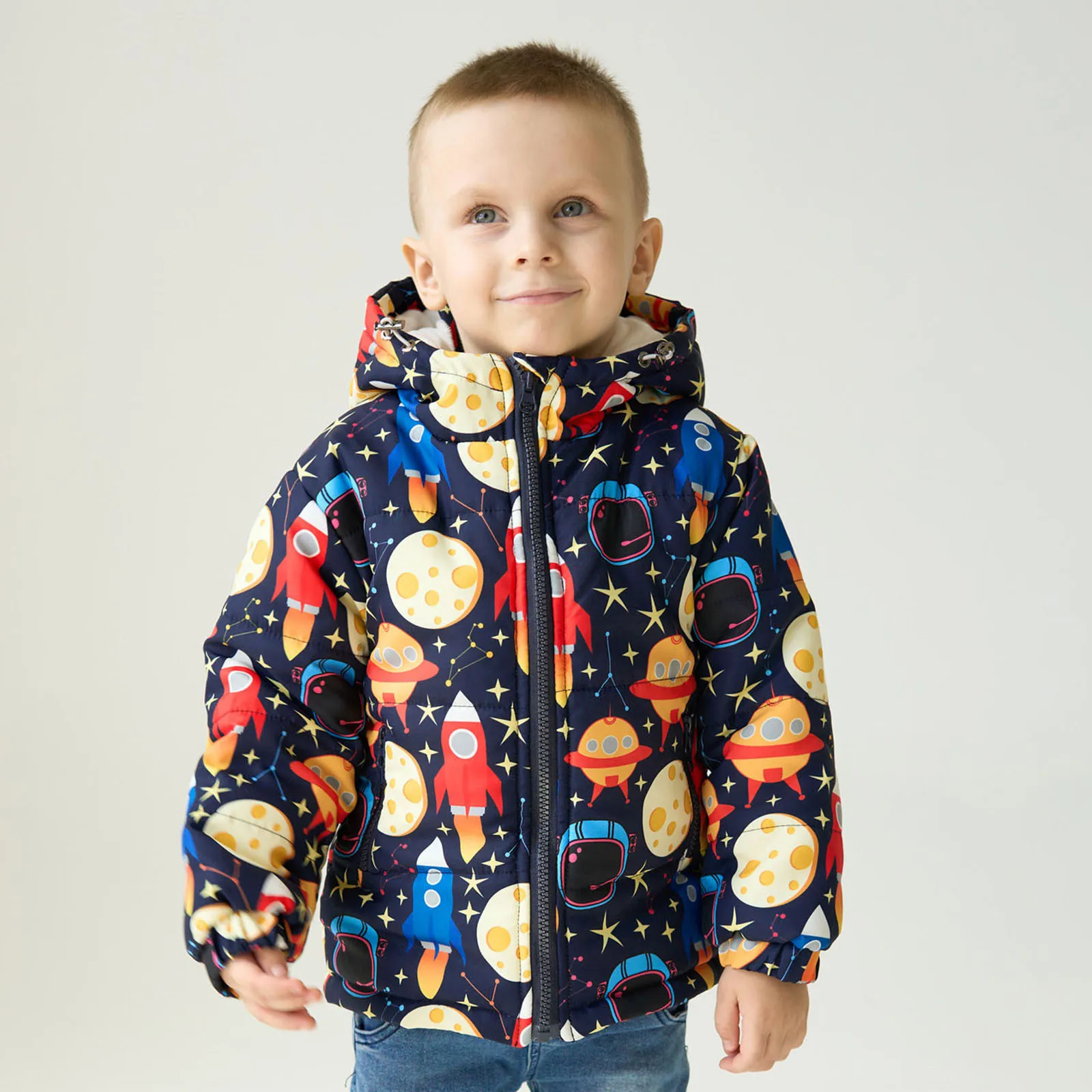 Children Boys Girls Cute Cartoon Dinosaur Print Windproof Winter Warm Outwear Color Block Coat Outdoor Sports Kid Fashion Coats