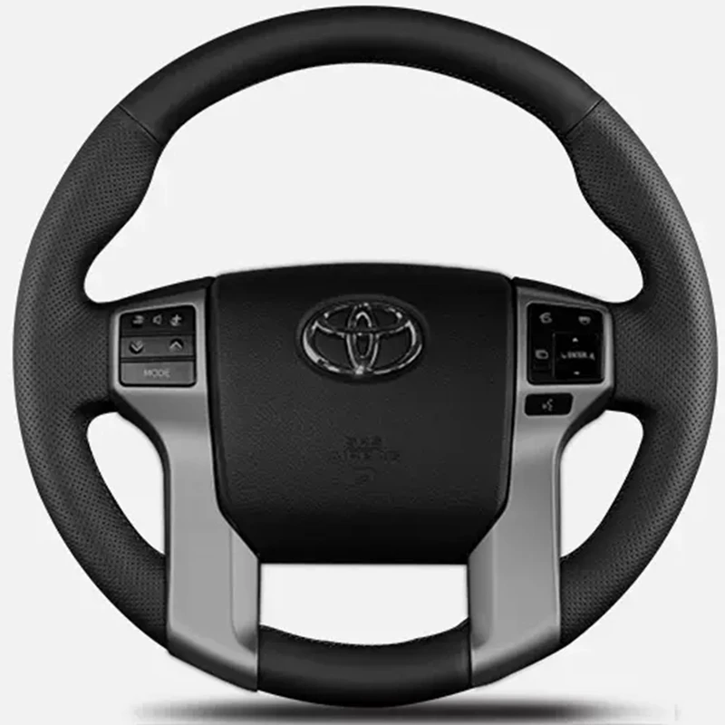 Hand Sewing Black Microfiber Leather Car Steering Wheel Cover For Toyota Land Cruiser Prado Land Cruiser Tacoma Tundra
