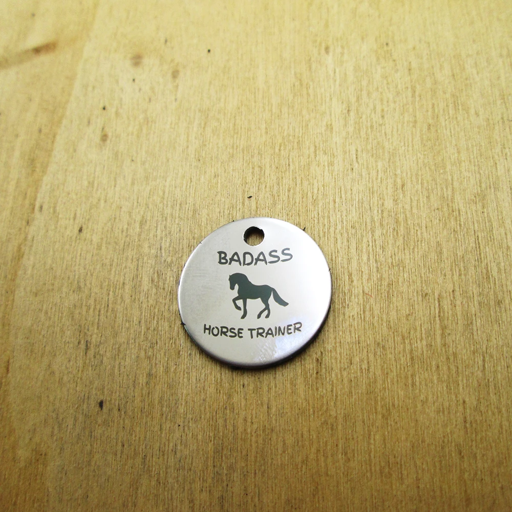 

20pcs--horse trainer stainless steel charms Laser Engraved DIY Charms Pendants