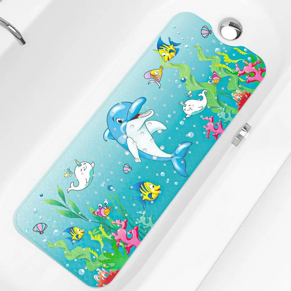 Shower Mat Soft Quick-drying Baby Bath Mat with Cartoon Pattern Non-slip Design Suction Cups for Bathroom Safety Modern Floor