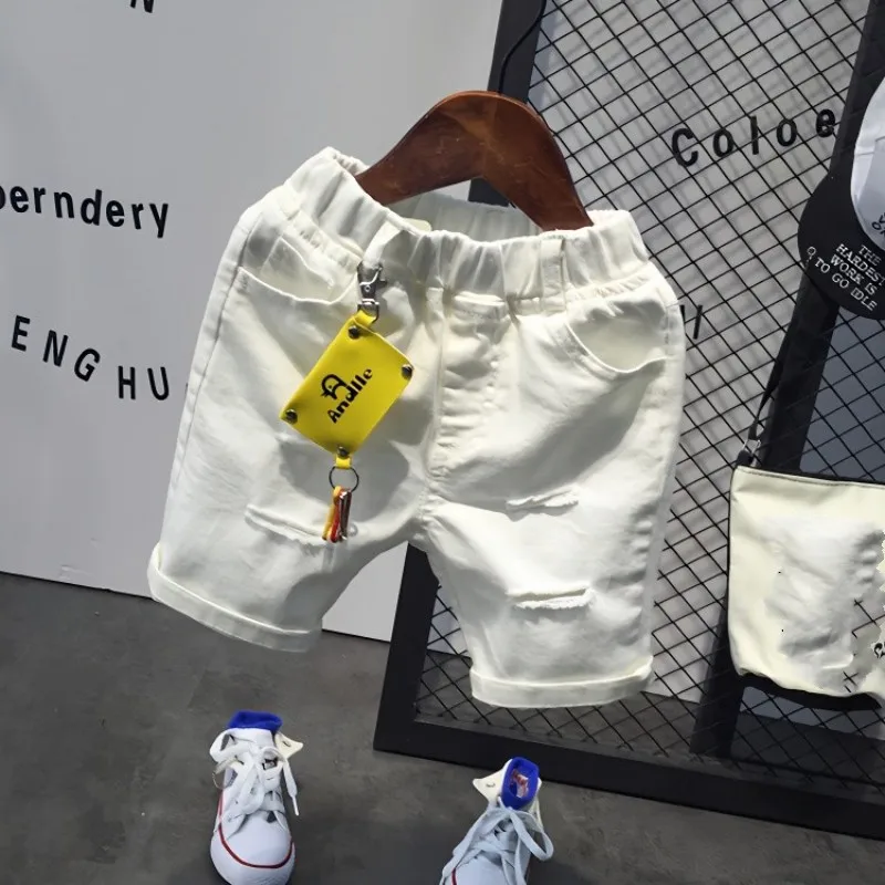 

Boys' Summer Shorts New Style Children's Baby White Punched 5-point Pants No Accessories