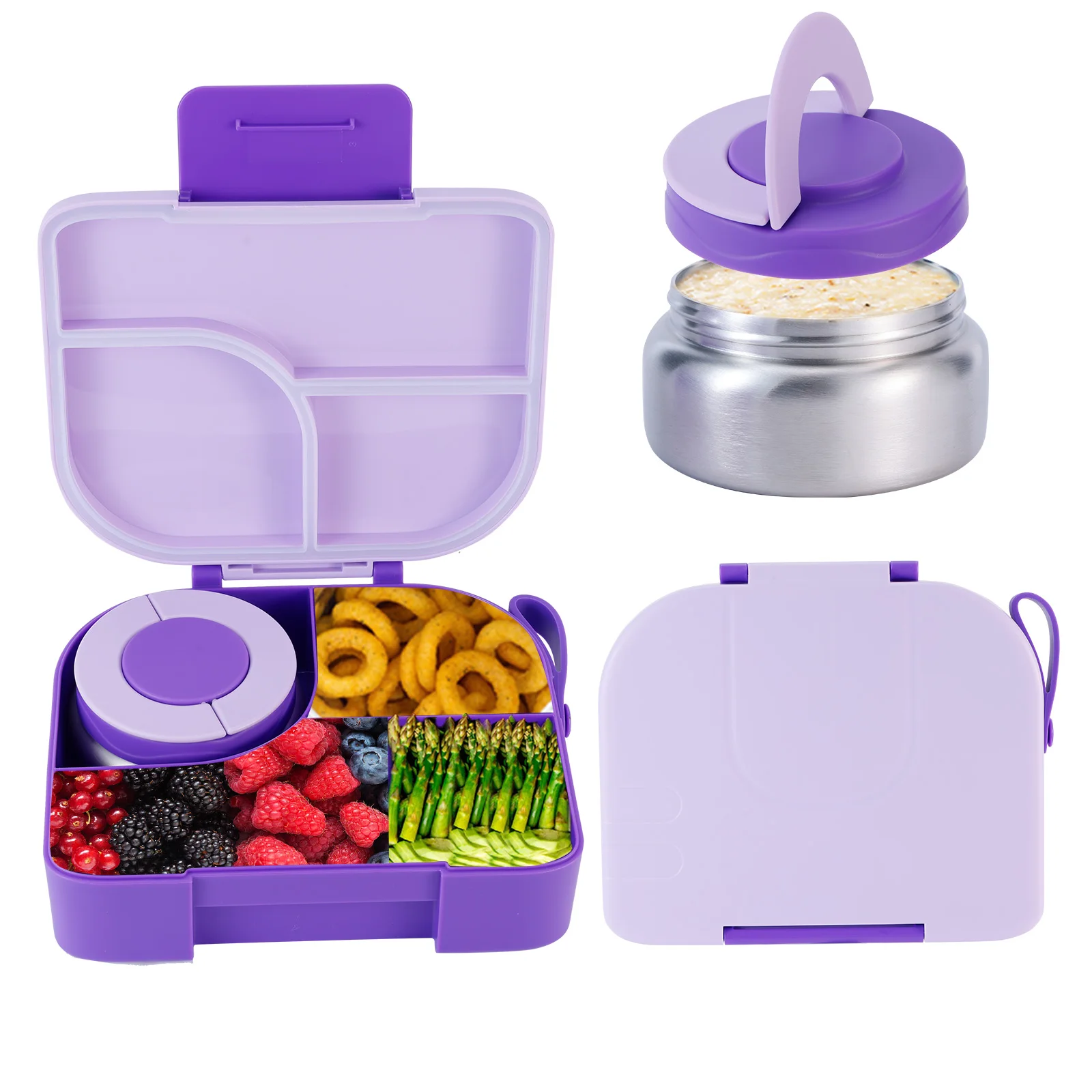 Bento Lunch Box con termo per zuppa da 8 once, contenitori per alimenti a tenuta stagna con 4 scomparti