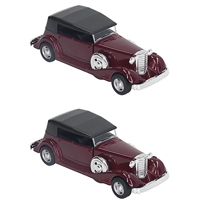 Vintage Car Model, Pullback Mini Car Model Antique Alloy Authentic For Transport Collectors For Bookcase Durable Wine Red