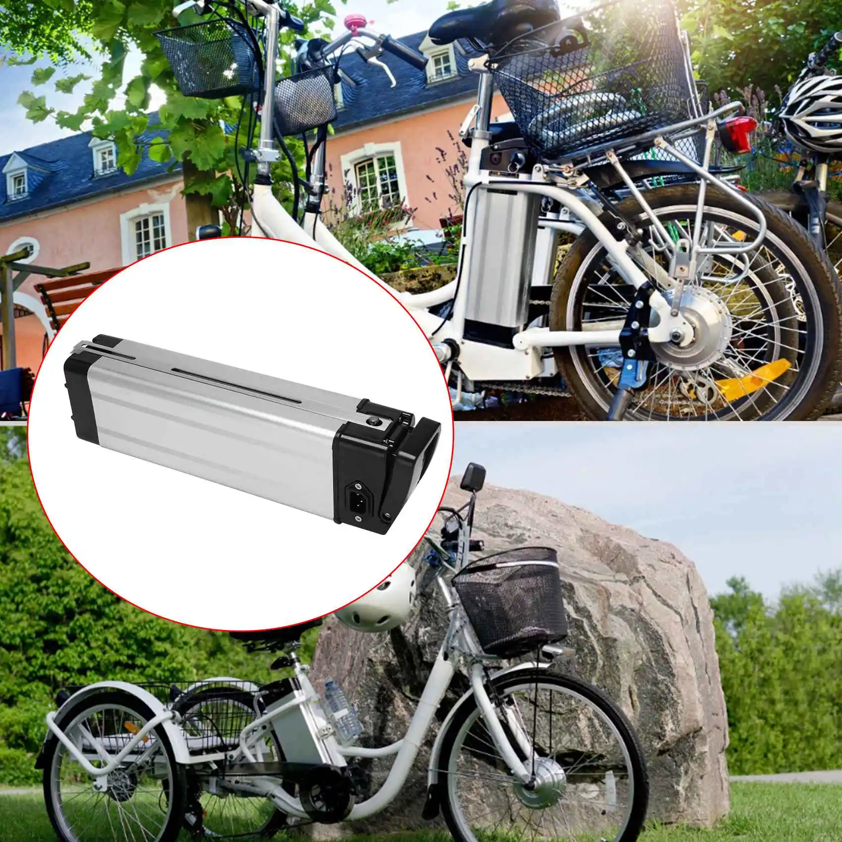 Electric Bike Plastic Lithium Battery Box 36V/48V/60V Large Capacity 18650 Holder Case Bicycle Accessories,DC Head