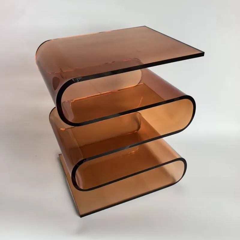 for Nordic Acrylic Transparent S-shaped Shelf Living Room Bedroom Sofa Corner Side Table Style Edge Storage Rack