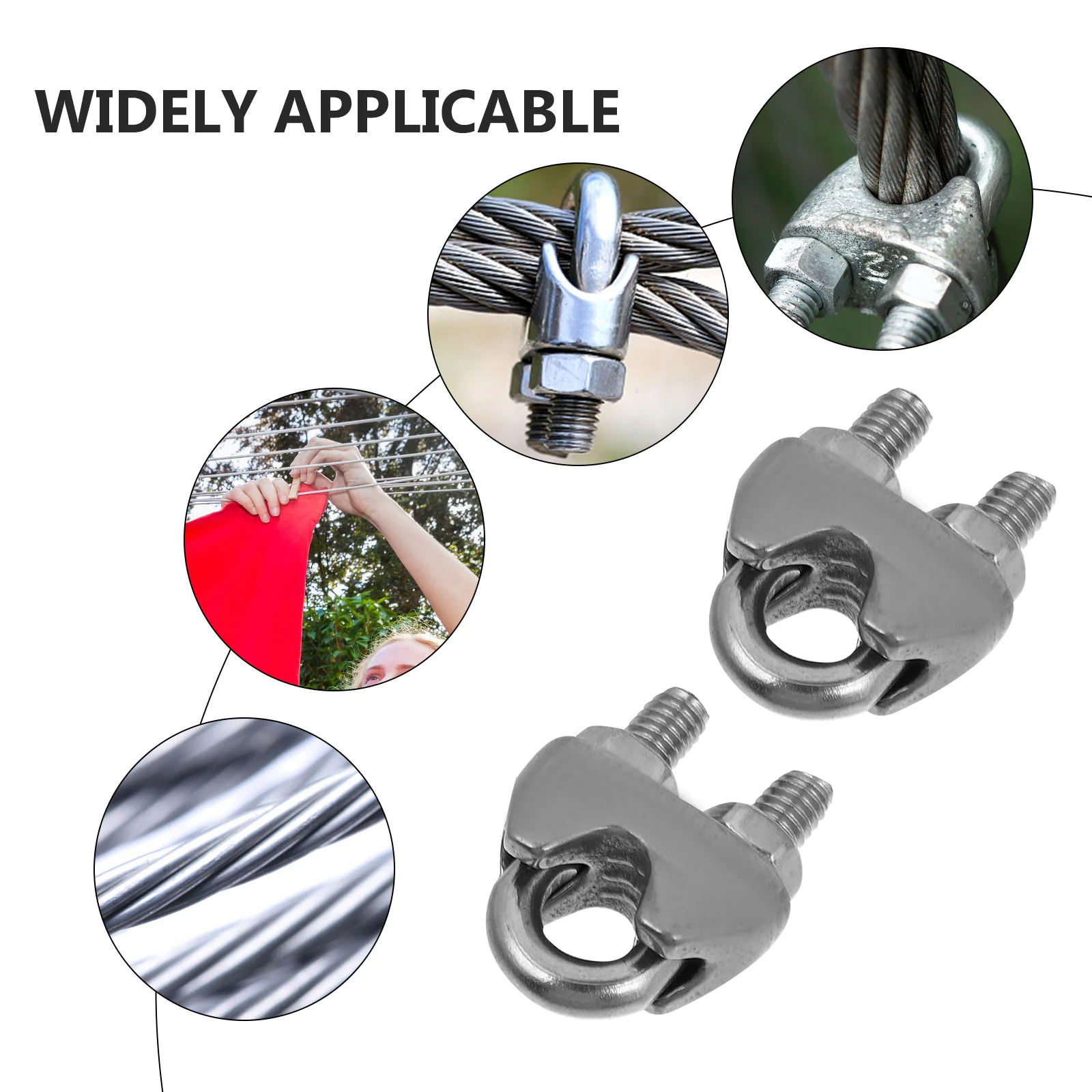 10 Pcs Wire Rope Chuck U-type Cable Loop Clamps Stainless Steel Clips Bolts Sturdy Rigging Hardwares Hot Dog