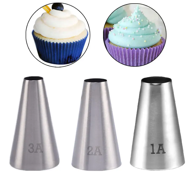 #1A#2A#3A Round Cake Cream Decoration Tip Pastry Icing Piping Nozzles For Confectionery Cookie Baking Tools Baby Food Maker Mold