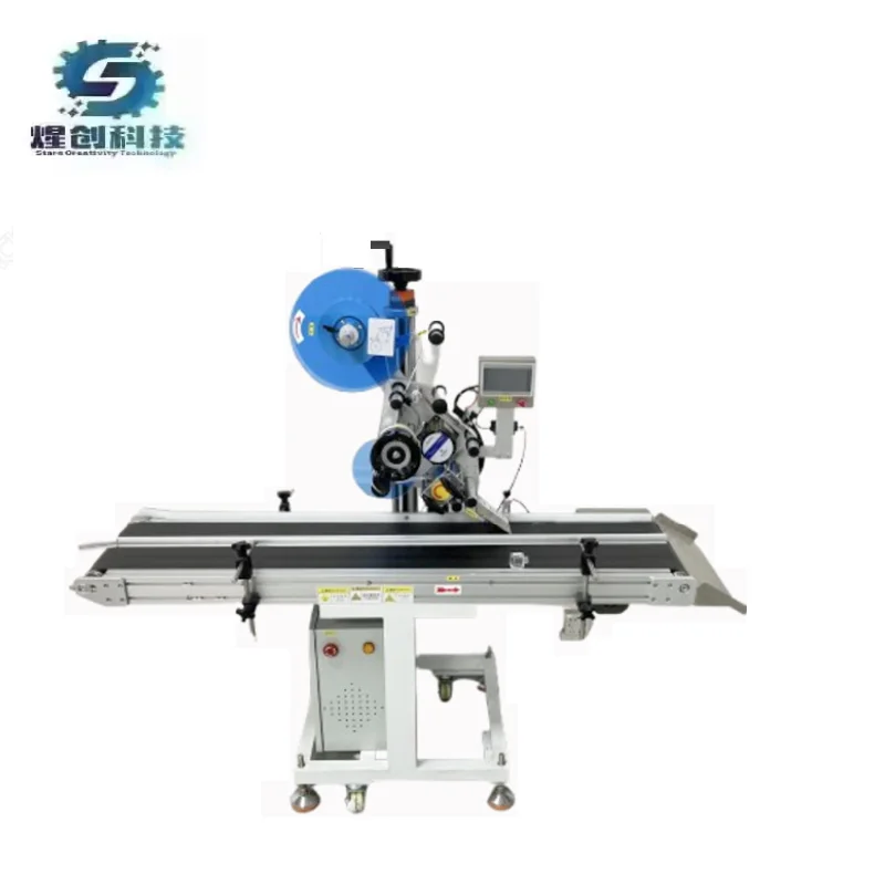High Speed Automatic Plastic Container Case Box Flat Plane Label Sticker Top Side Labeling Machine for Sale