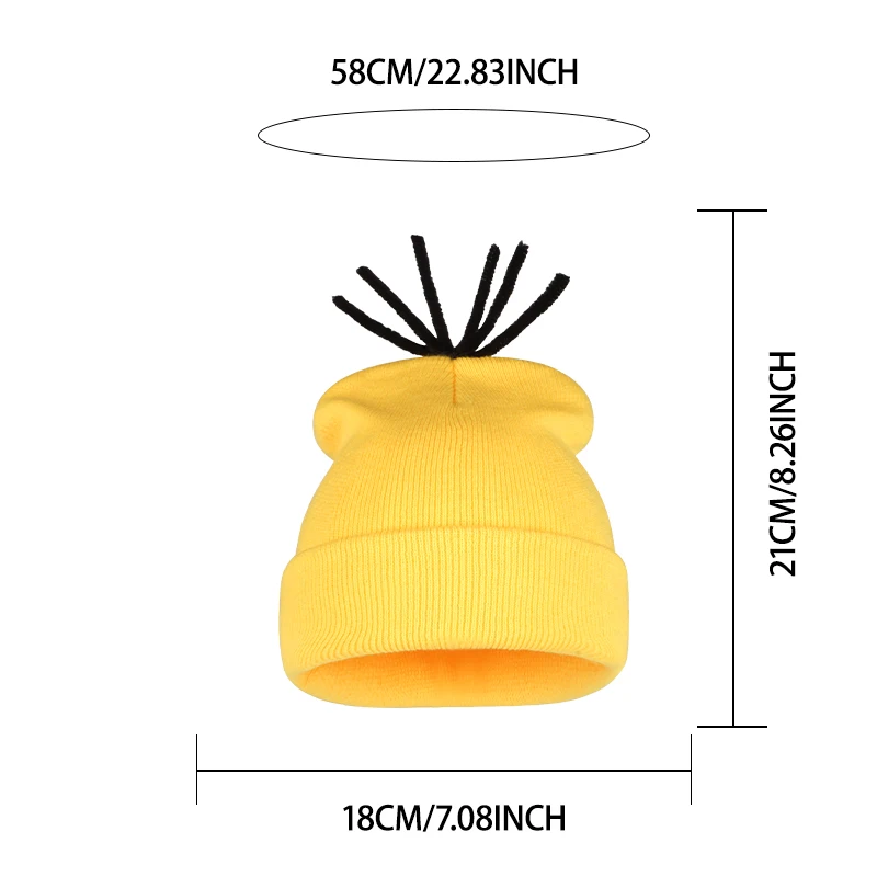 Unisex Adult Minions Cosplay Knit Beanie, Comfort Elastic Skull Cap, Perfect for Gathering Halloween Birthday Theme‑party Wear