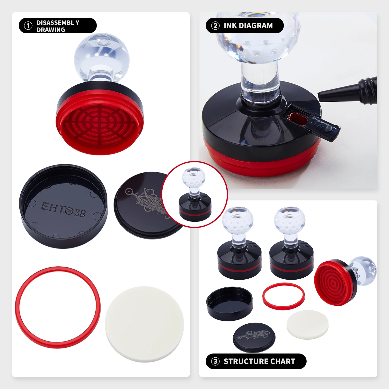 Individueller Stempel mit Logo-Text, personalisierter Gummistempel mit Griff, Adressstempel für Unternehmen oder Basteln