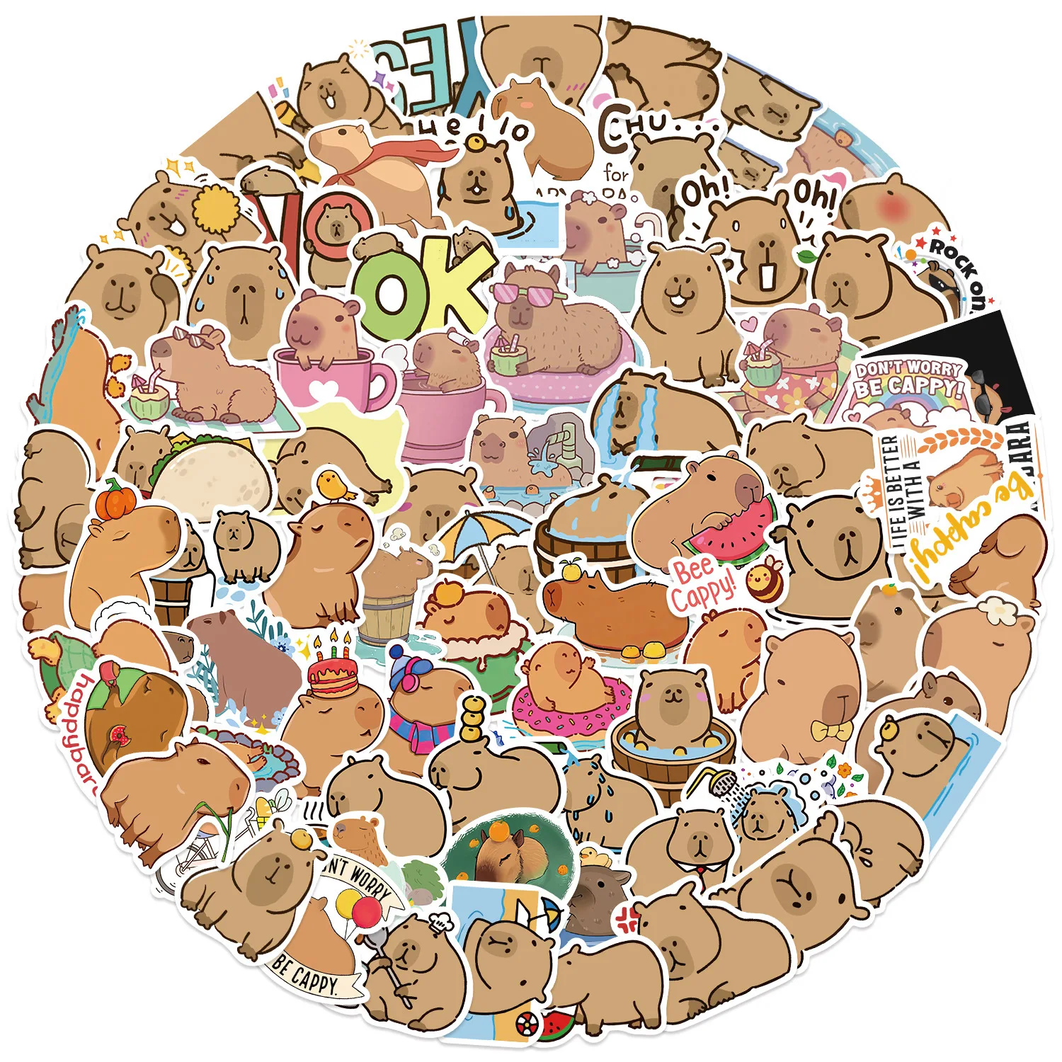 50/100PCS Nette Capybara Tiere Cartoon Graffiti Aufkleber Telefon Gitarre Laptop Notebook Koffer Tasse Wasserdichte Aufkleber Kinder Spielzeug