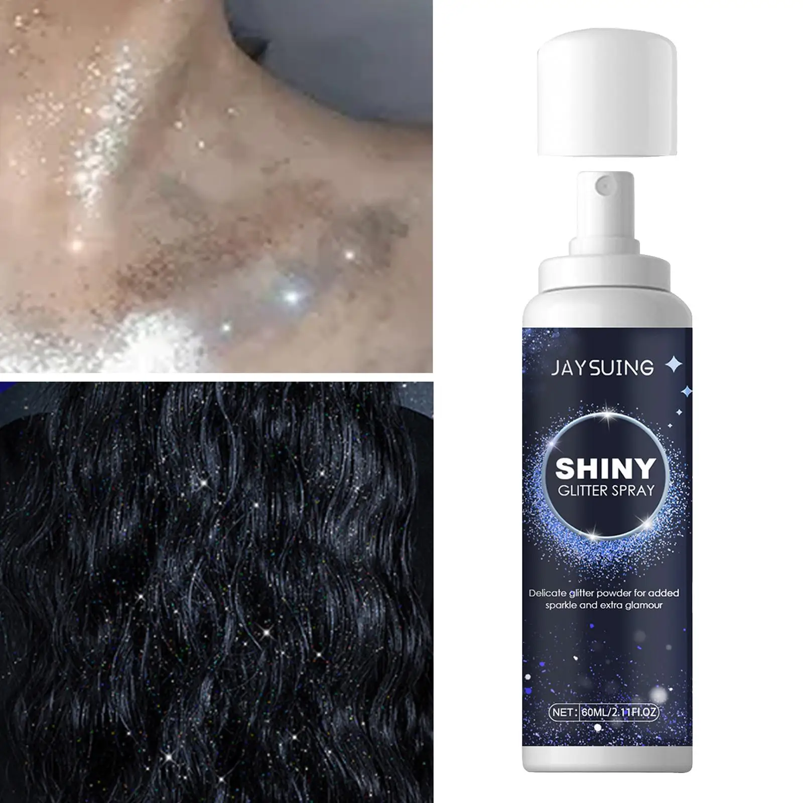 Shiny Glitter Spray, Sparkly Shimmery Glow Hair Spray for Nightclub