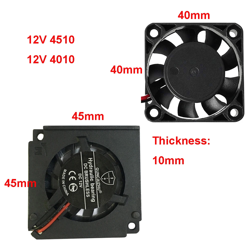 Hzdadeve anycubi i3メガs pro 4510送風ファン12v 45 × 45 × 10ミリメートルdc冷却4010 40 × 40 × 10ミリメートル3Dプリンタ押出機部品