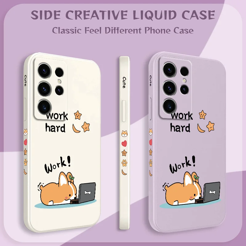 

Hard Working Corgi Phone Case For Samsung Galaxy S25 S24 S23 S22 S21 S20 Ultra FE S10 S10E Plus Note 20 Ultra Silicone Cover