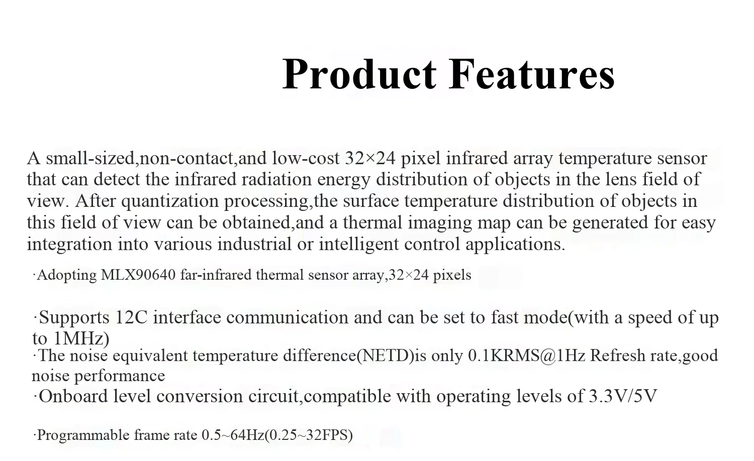 MLX90640ESF-BAA/BAB Infrarot-Temperaturmessungs-Punktmatrix-Sensormodul Infrarot-Bildgebung/IR-Wärmebildkamera – Detail 2