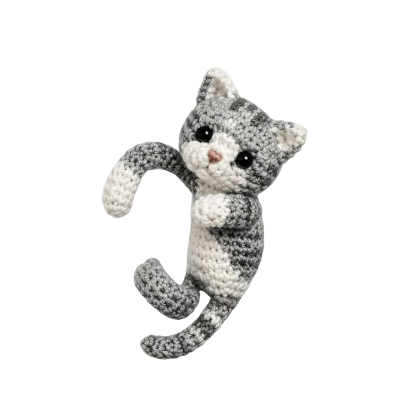 Crocheted Animal Clip-On Earring with Soft Yarn Texture, No Piercing Ear Accessory for Daily Styling, E0BF