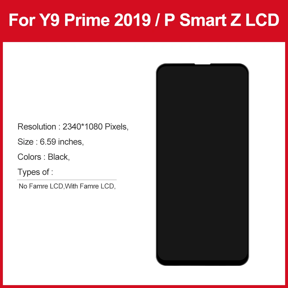 AMOLED dla Huawei Y9 Prime 2019 STK-L21 L22 LX3 Wyświetlacz Ekran dotykowy Digitizer Zespół dla Huawei P Smart Z STK-LX1 LCD Wymień — zdjęcie produktu 3