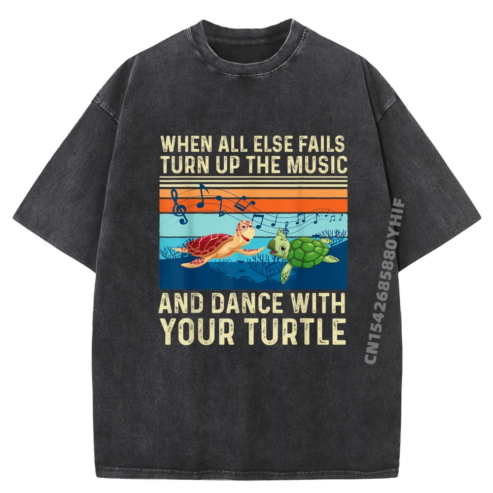 

When All Else Fails Turtle Mens Tops Tees Graphic T Shirt Luxury Design Mens Printed Tees Retro Washed T Shirts