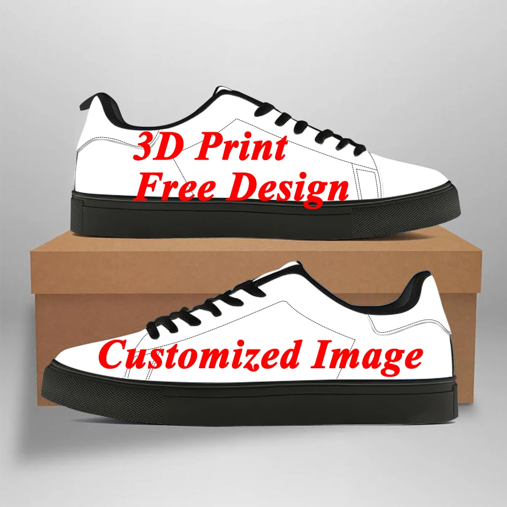 INSTANTARTS Women Men PU Shoes Custom Image Logo Casual Sneakers Female Male Teenager Footwear DIY Wholesale Dropshipping Unisex