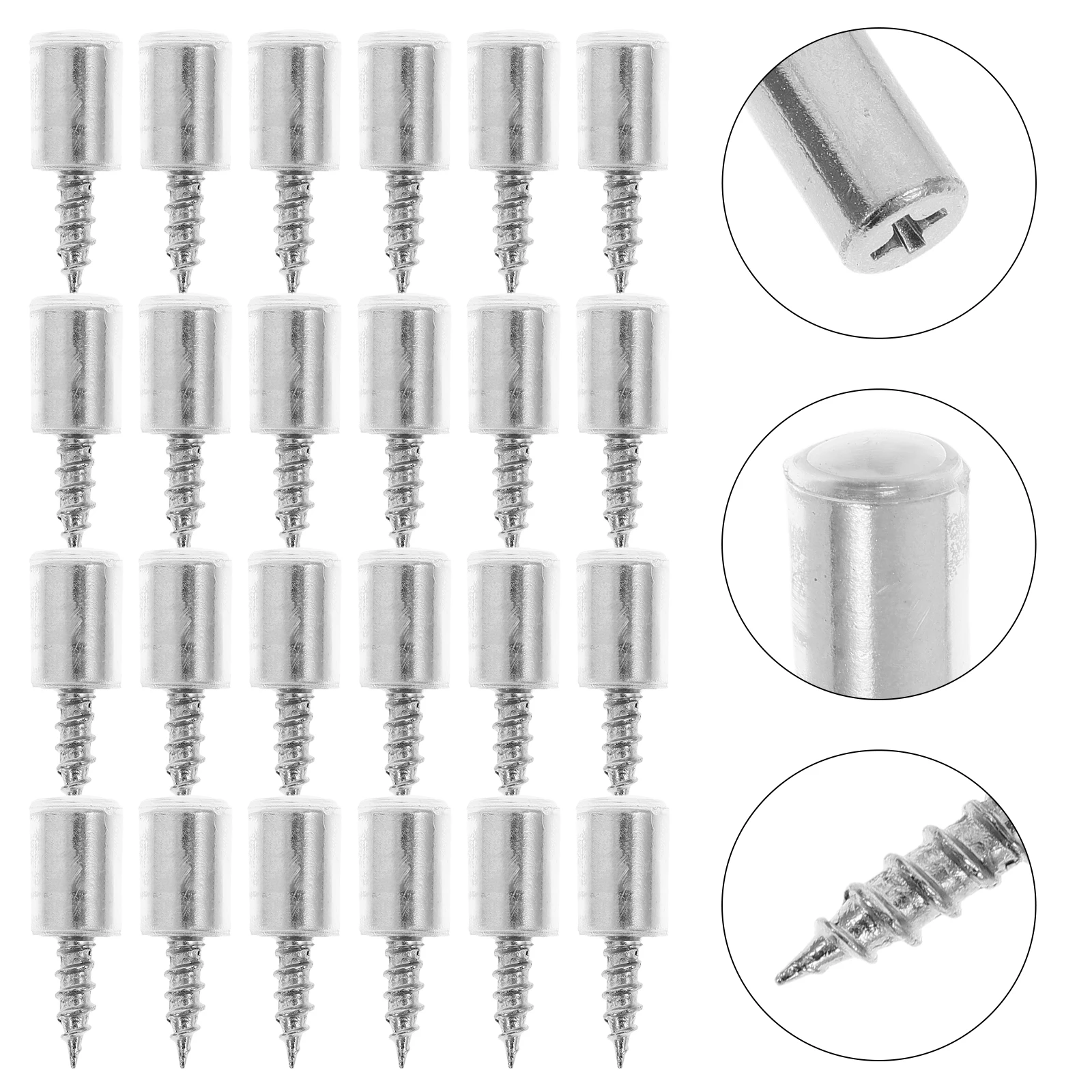 

100pcs Self Tapping Screws Shelf Brackets Laminate Support Cabinet Fixed Pegs Silver Rubber Sleeve Bookshelf Glass Nails