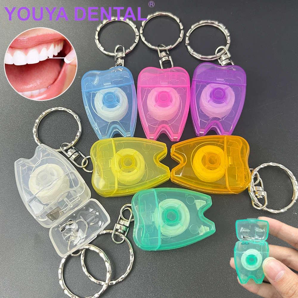 

30Pcs 15M Dental Floss Keychain Oral Care Flosser Teeth Cleaning Pick Oral Hygiene Health Clean Wire Portable Dentist Floss Gift