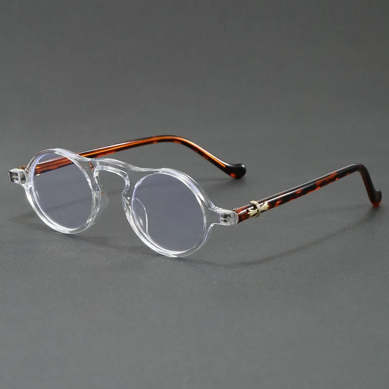 Vintage Runde Blaulichtfilter-Brille für Männer und Frauen Retro Nieten-Dekor Acetat-Rahmen Anti-Ermüdungs-Computerbrille