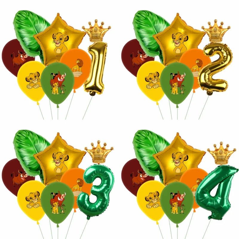 Set de Globos de Látex con Temática del Rey León y Simba, Decoración para Fiestas de Cumpleaños Infantiles, Globos con Número
