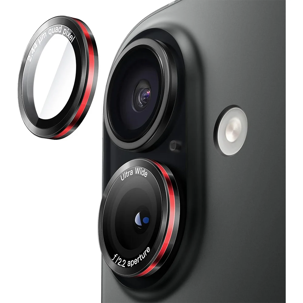 Kameraobjektiv-Schutzhülle für iPhone Air 17 Pro Max 16E 16E 15 Plus 14 13 Mini 12 11 Telefonschutz Schwarz Rot Zubehör