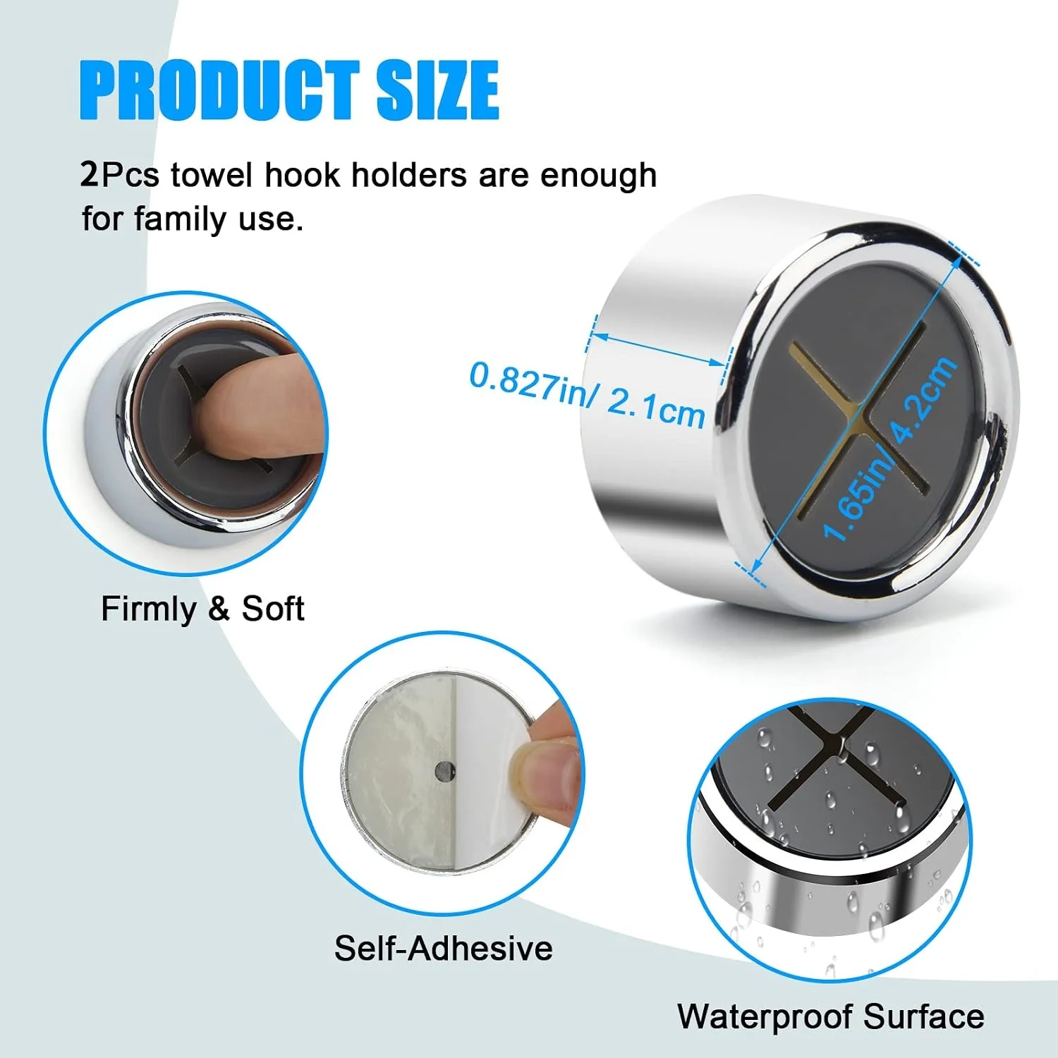 4-piece premium towel rack suitable for bathrooms, kitchens, and homes, round towel hook - self-adhesive - no drilling required