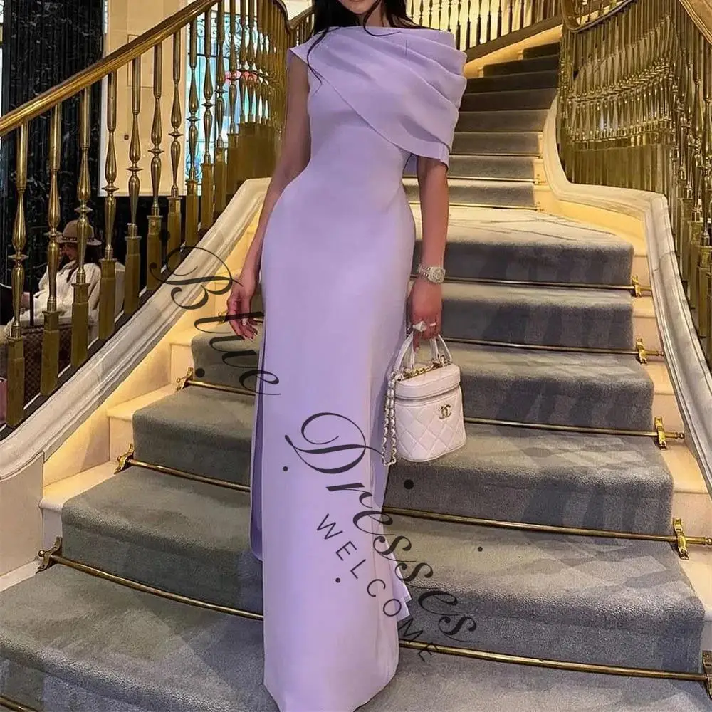 

customized One Shoulder Pleat Short Sleeve Mermaid Evening Dress Simple Floor Length Elegant Formal Prom Gown Customized New