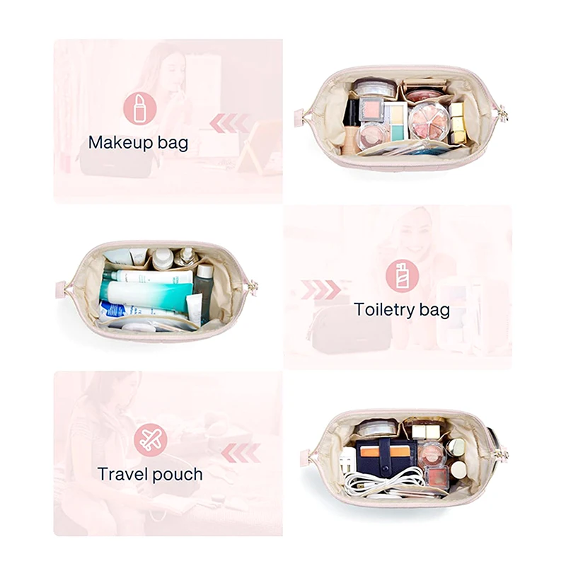 Cute Plush Makeup Bag For Women Portable Travel Small Cosmetic Bags Solid Color Zipper Toiletry Bag Washing Pouch Storage Bags