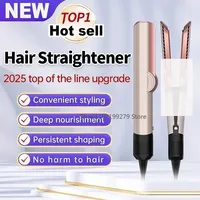 Professional 2 IN 1 Hair Straightener & Hair Dryer Heat-Up Hair Flat Iron Negative Ion Iron Long-Lasting Styling Tool