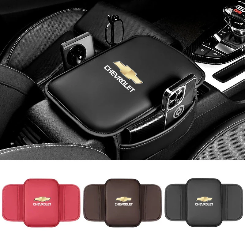 Leather Car Armrest Box Pad Car Center Console Arm Rest Protector Cover with Storage Pocket For Chevrolet Cruze Aveo Captiva