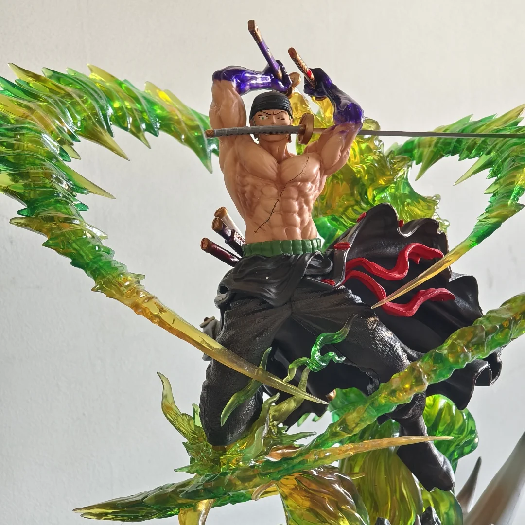 Roronoa Zoro Anime Figure avec lumière, modèle debout, PVC, renforcement, ornement, cadeau d'anniversaire, Toyson, 30cm, 1 pièce