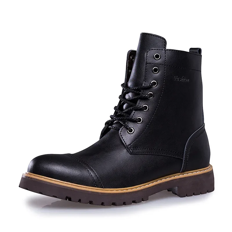 Fashion New 2020 Boots Men Winter Warm Fur Boots Male Adult Black Lace Up Mens Boots Genuine Leather Casual Rubber789