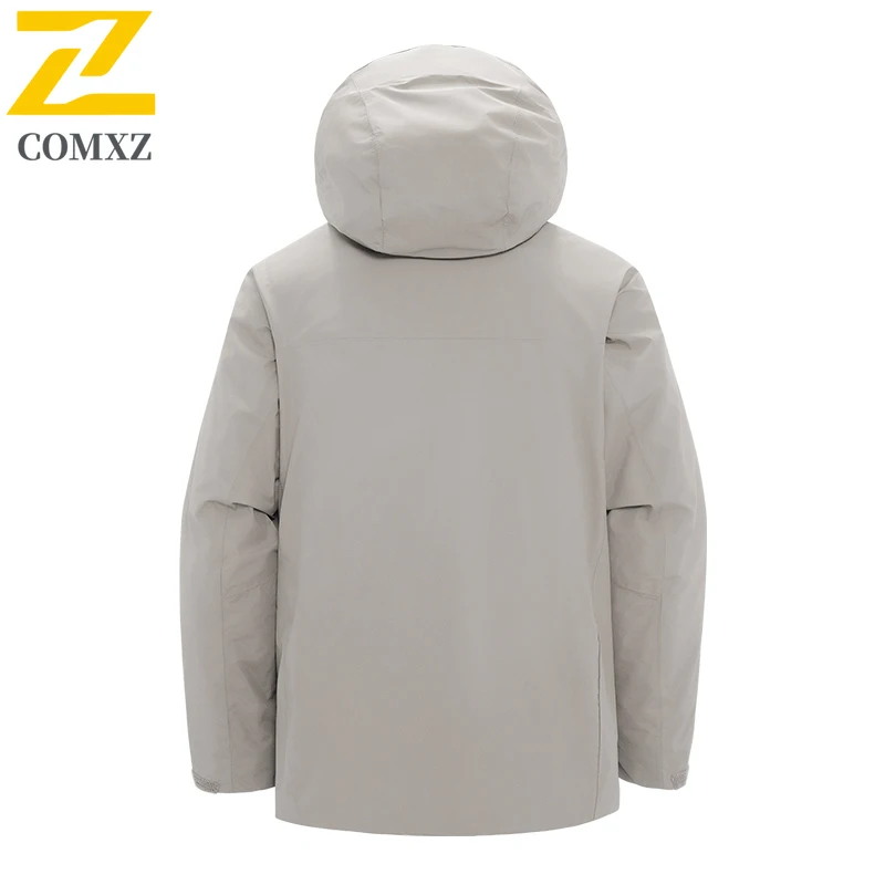 Winter Three Proof Down Jacket Men Luxury Waterproof Warm Detachable Hooded White Duck Down Filler Parka Sports Ski Puffer Coat