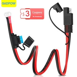 Gadpow 10AWG SAE 2 Pin Quick Release Connector to O-ring Terminal Harness Connector with 15A Fuse for Battery Charger Cable