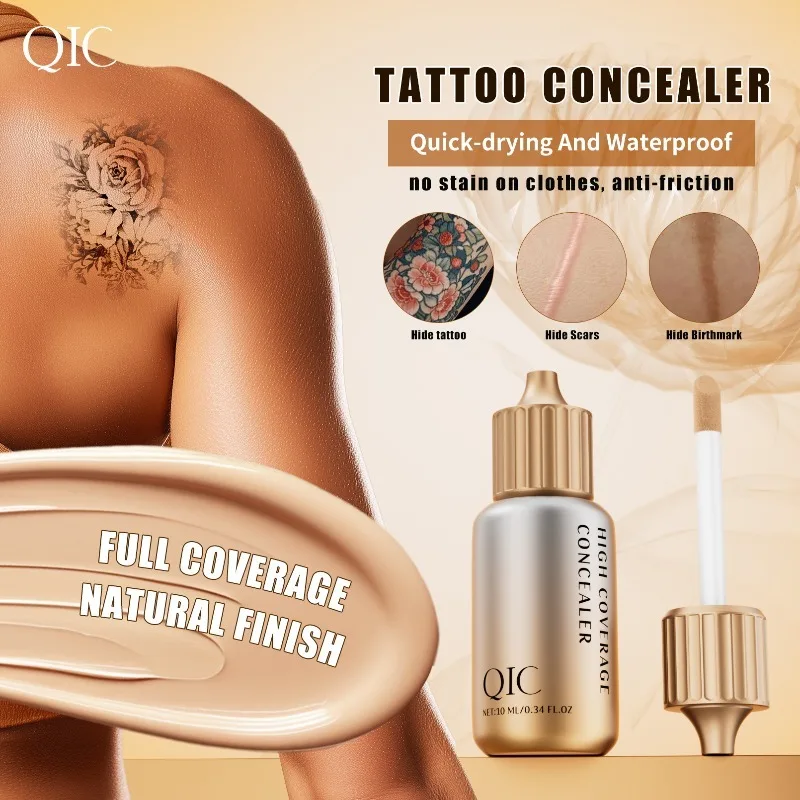 خافي عيوب سائل زجاجة صغيرة، كريم أساس بتغطية كاملة للوشم وندبات حب الشباب والهالات السوداء، مكياج مرطب غير كعكي 5 ألوان