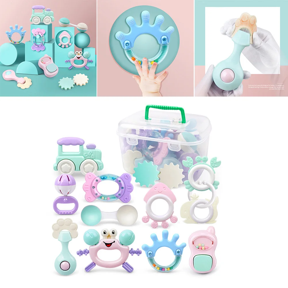 12 Peças de Mordedores para Bebês, Chocalhos Molares para Infantes e Crianças, Seguros, Duráveis, Fáceis de Lavar, Desenvolvem Coordenação Mão-Olho