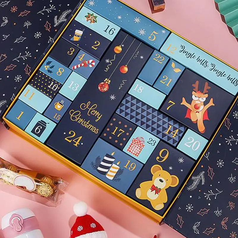 Christmas Countdown Box 24 Days Countdown Calendar Package Wrap Christmas Countdown Box Fillable Empty Cardboard Number Boxes