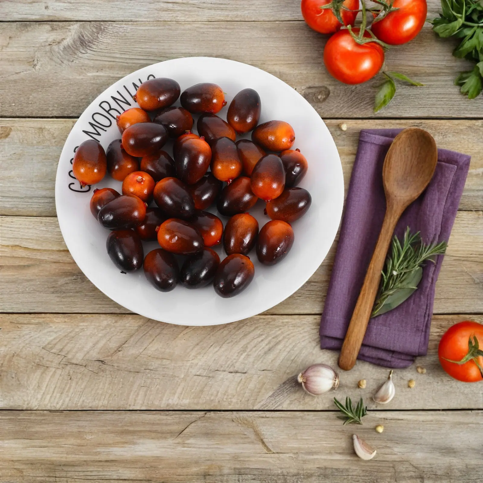 50Pcs Lifelike Artificial Olives Fake Olive Decoration Farmhouse Kitchen Dining Table Thanksgiving Centerpieces Photo Props Vase view 4