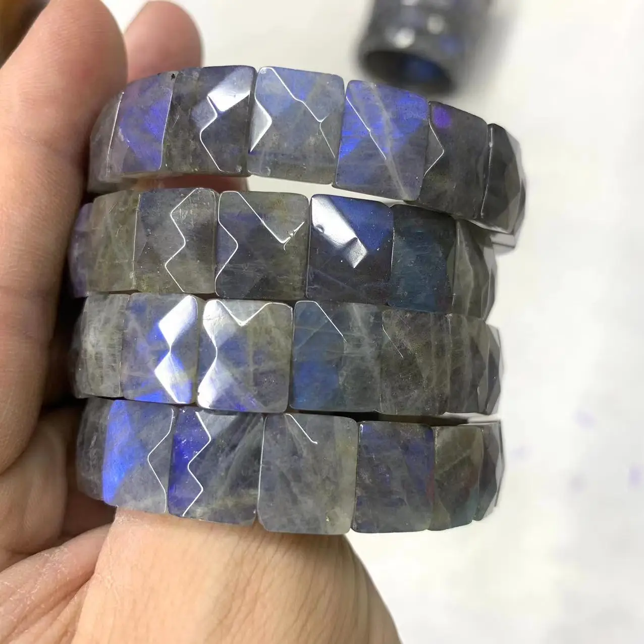 Azul Arco-Íris Labradorite Pedra Contas Pulseira para As Mulheres, Pulseira De Pedras Preciosas Naturais, Presente De Jóias Finas, Atacado