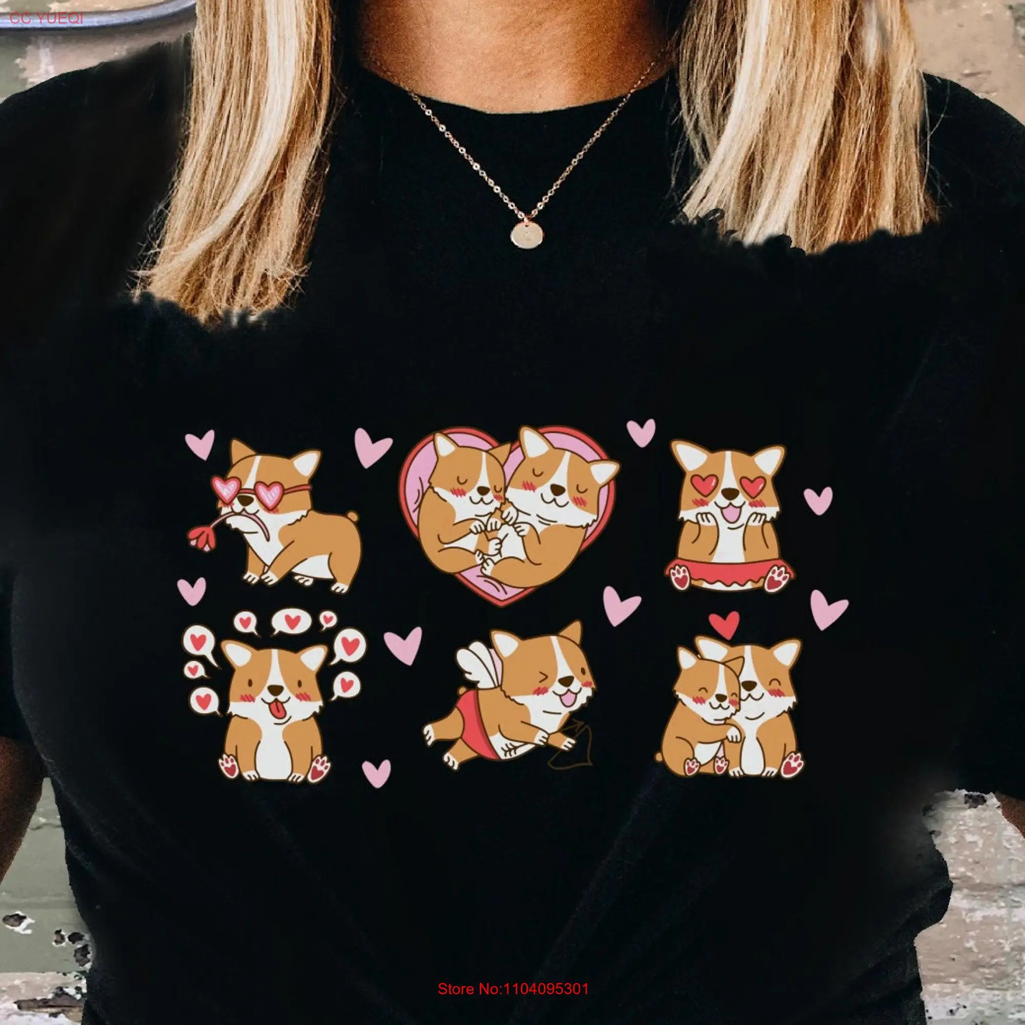 Cute Valentines T Shirt Corgi Valentine Mom Dad Day Galentines Owner  long or short sleeves