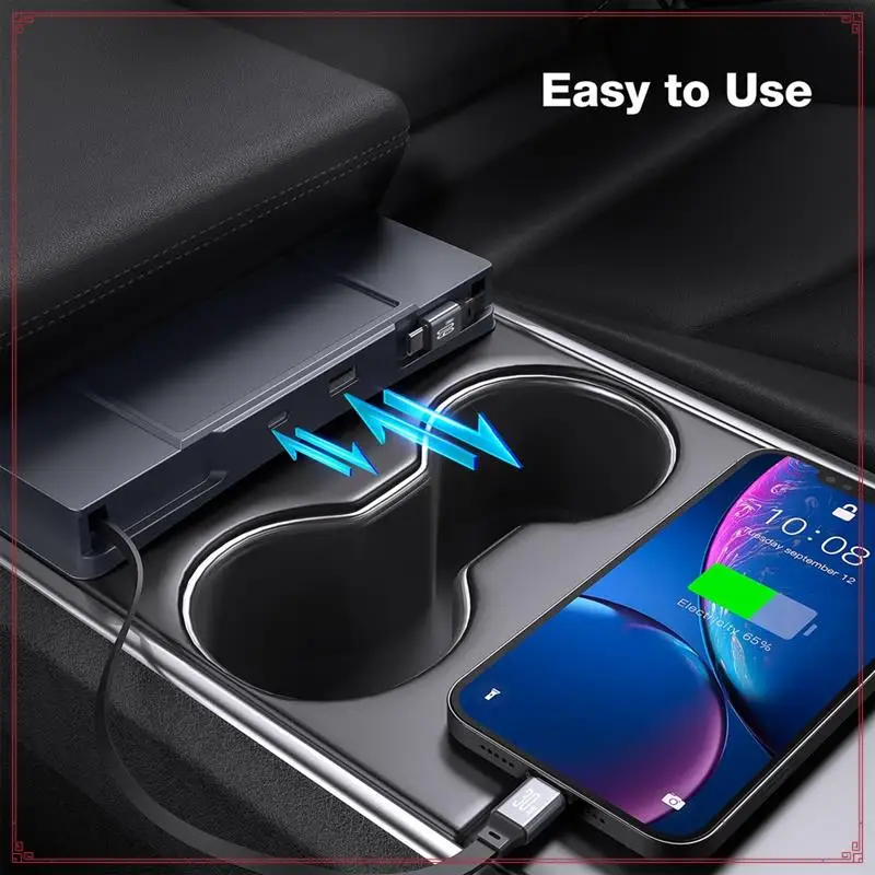 

Retractable Cable USB Hub For Tesla For Model Y 2020-2024 Model 3 2020-2023 Fast Charger Docking Station On Center Console