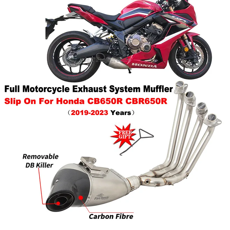 

Motorcycle Full System Exhaust Modify Front Link Pipe Muffler Moto Slip-On For Honda CBR650R CB650R CB650 CBR650 R 2019 - 2023