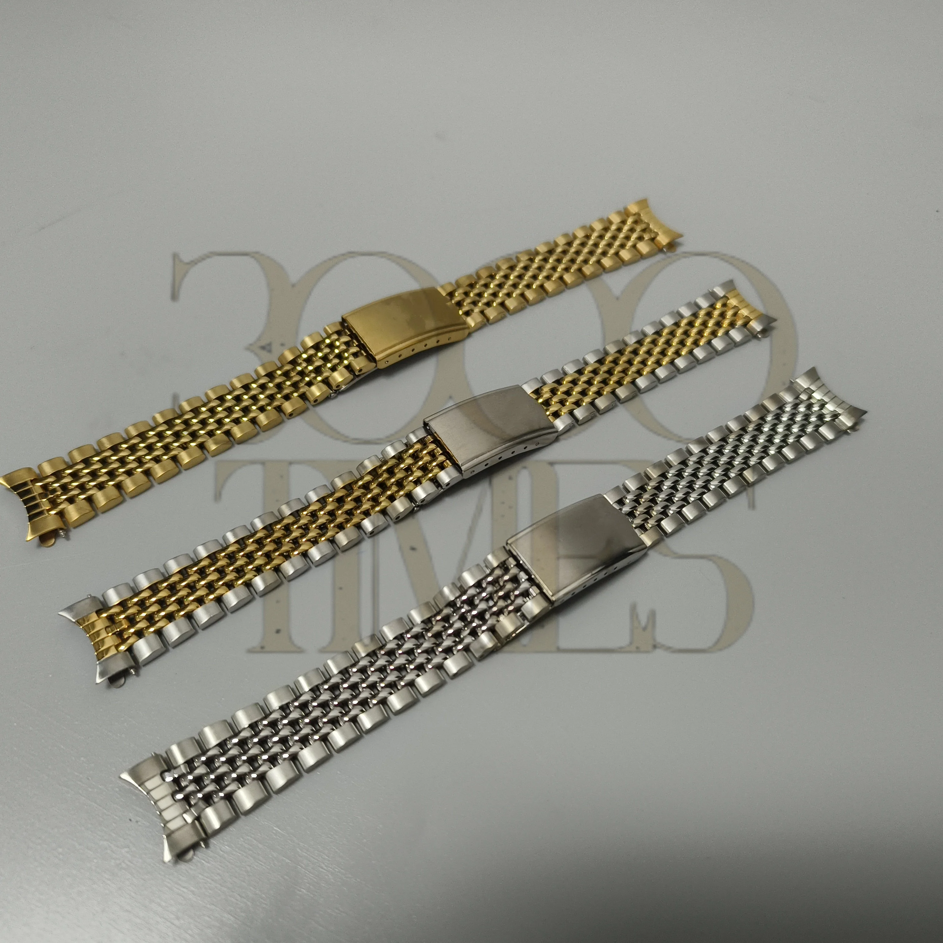 

Silver Gold Curved End 18MM Beads Of Rice Vintage Watch Strap Fit For OMEGA Constellation 168.005 167.005 1960s-1970s Watch