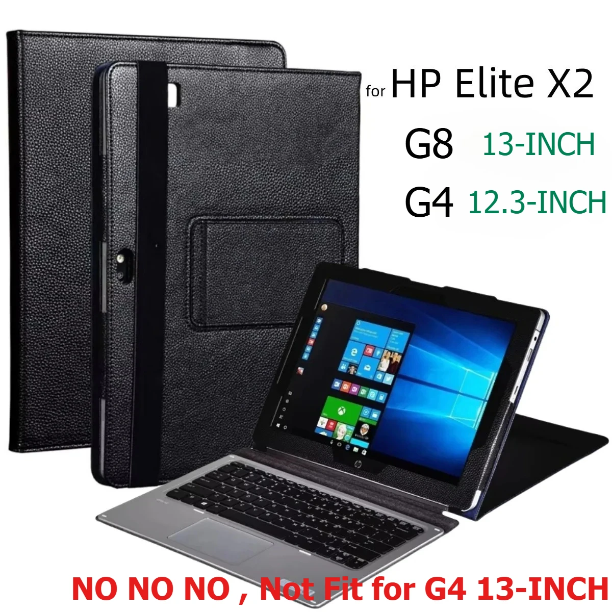 

Business Case for HP Elite X2 G8 13 Inch Tablet Cover Lichee Pattern Pu Leather Protective Shell for HP Elite X2 G4 12.3" Case